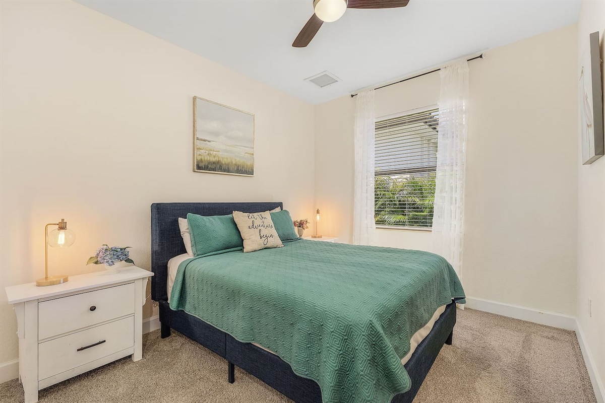 Relax in the cozy 2nd Guest bedroom with a queen-size bed!