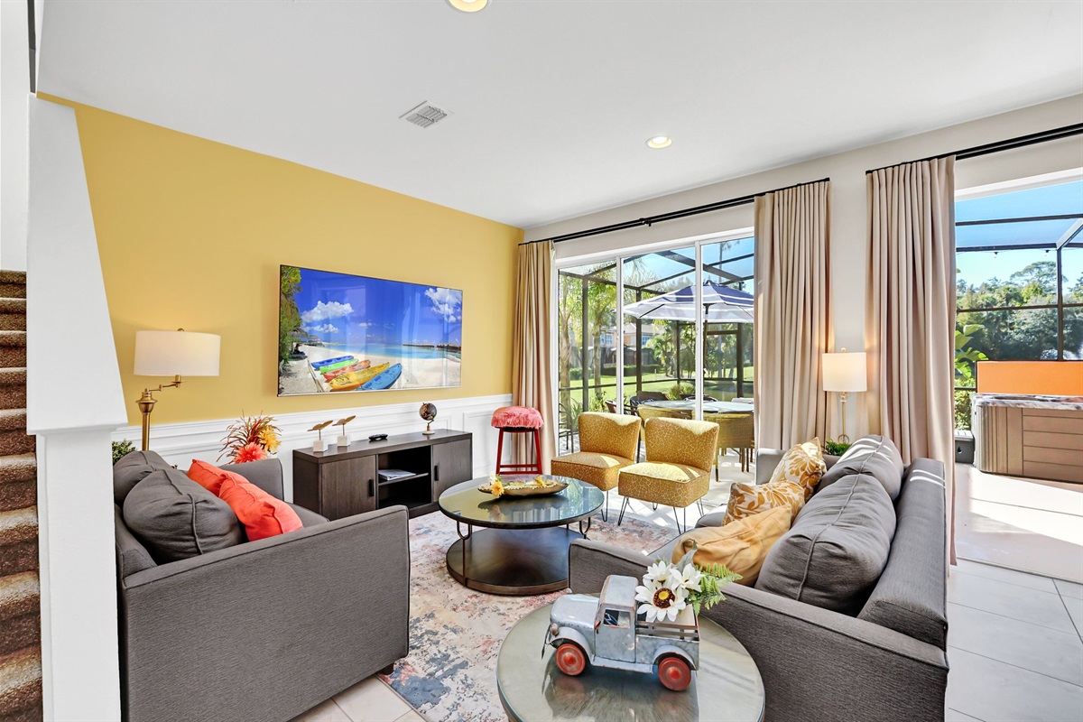 Ample seating in the spacious living room