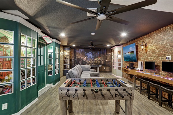 The theme of the entire home is Harry Potter including this awesome game room.