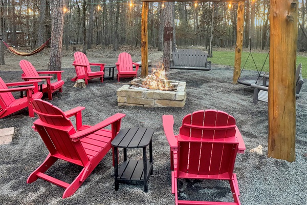 S'mores by the fire pit, stars overhead, and endless forest beyond.