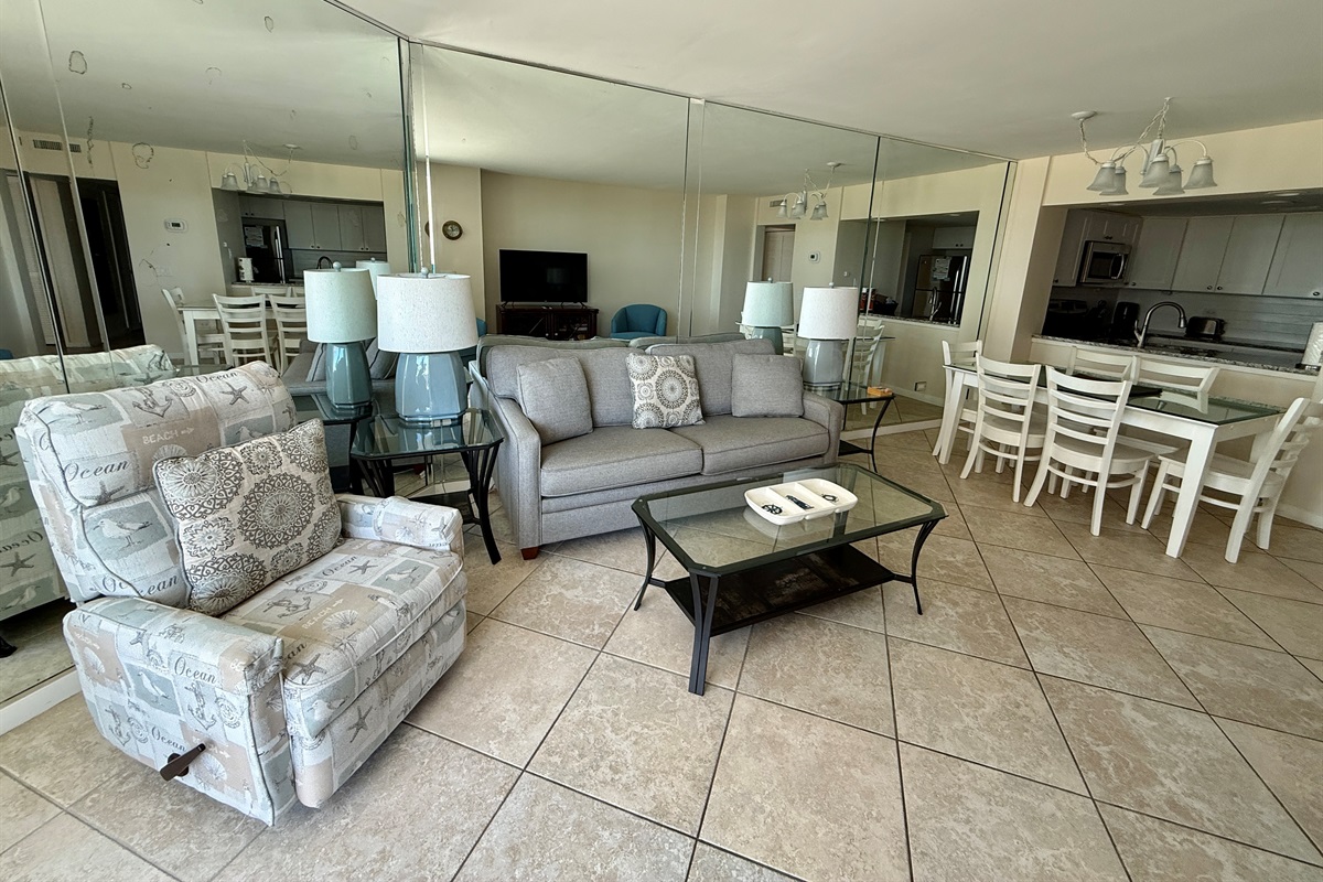 Ocean View Tiled Living/Dining Room
