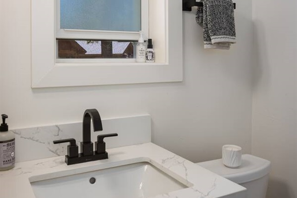 Half-bath upstairs for the main level.