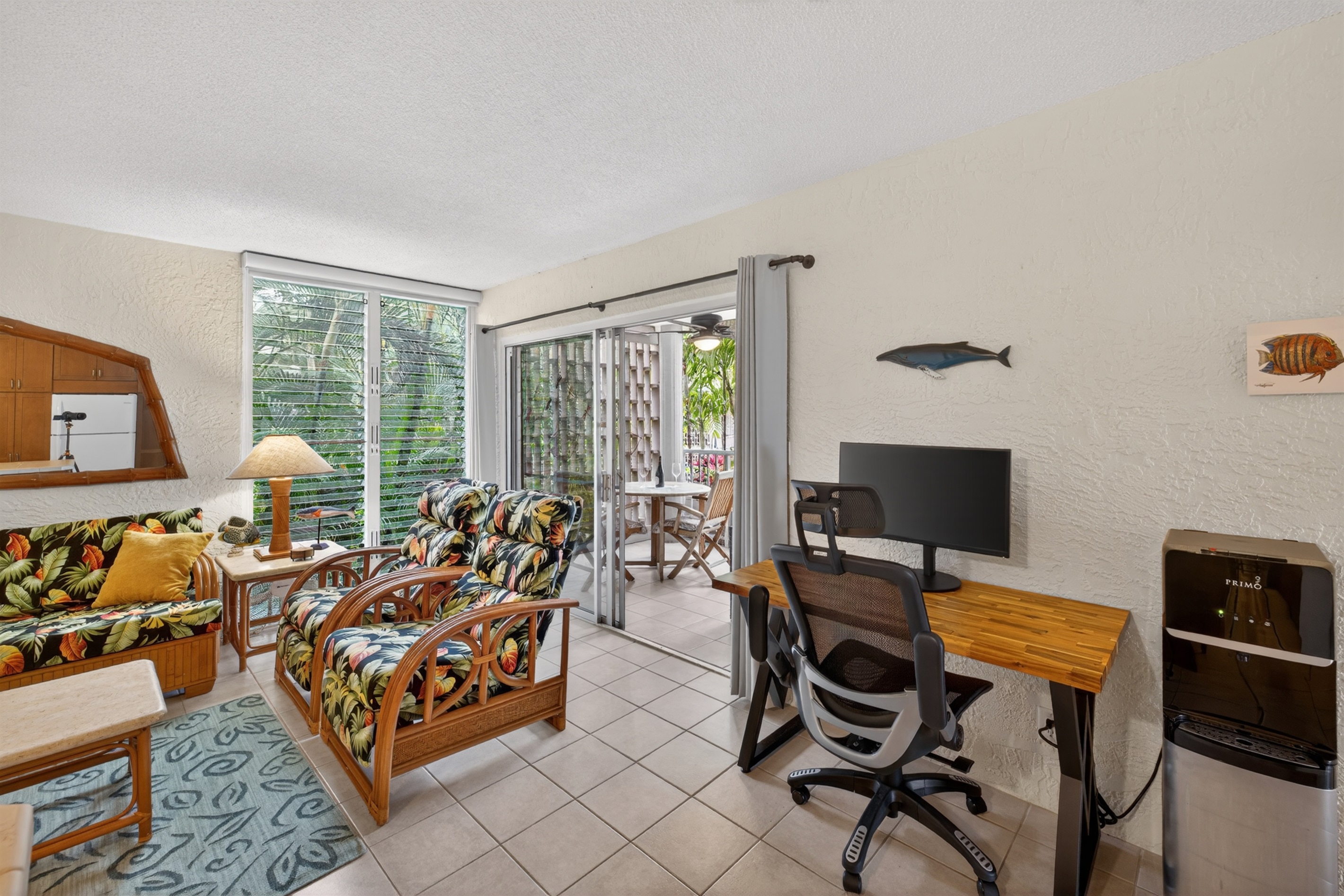 Spacious great room with seating, dining, and a dedicated workspace—ideal for longer stays or working remotely in comfort.