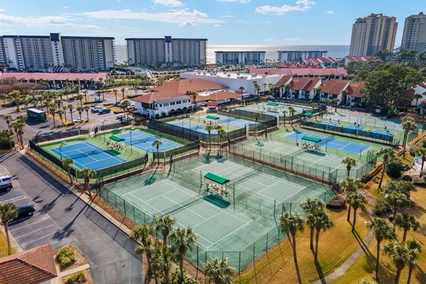 Tennis, pickleball, basketball courts, as well as shuffleboard