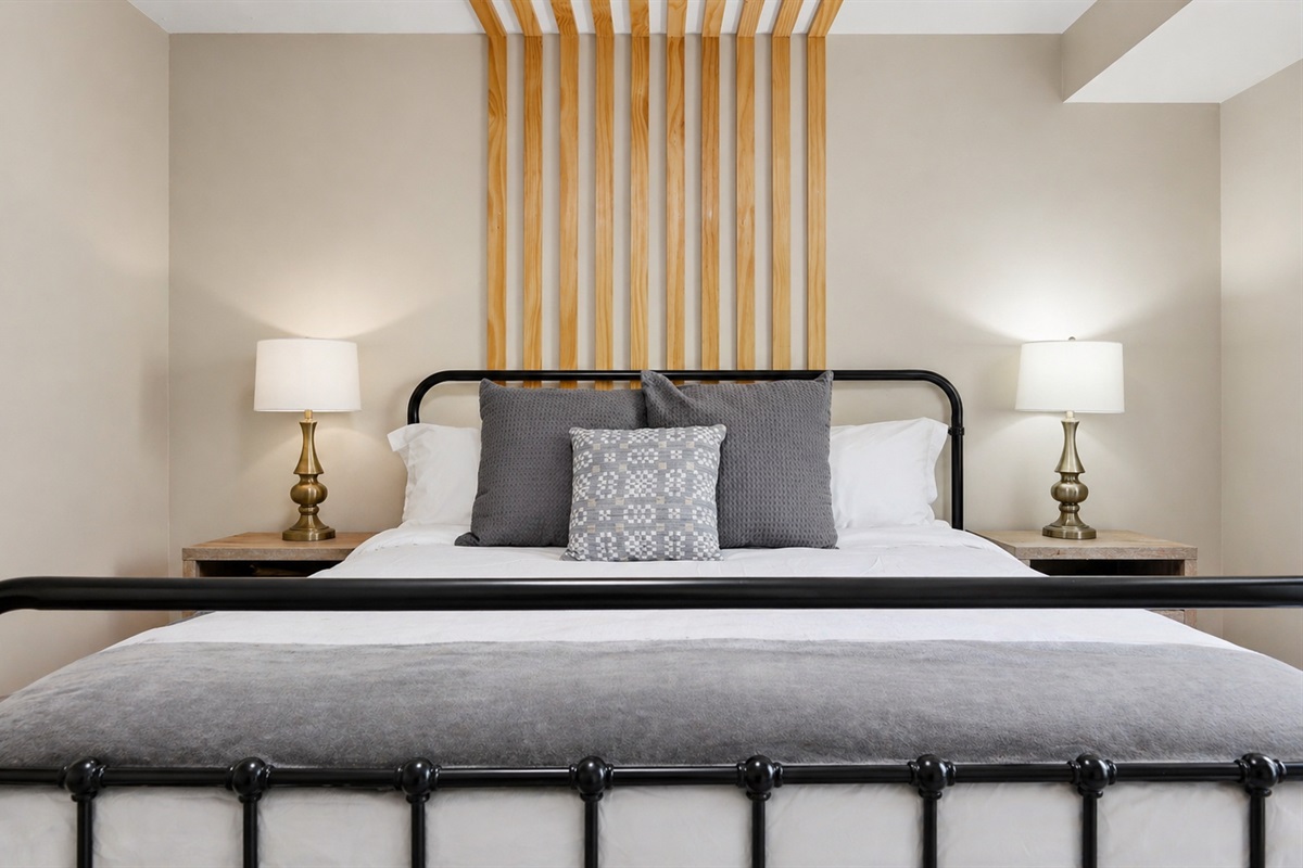Our home away from home – our bedroom exudes comfort and charm.