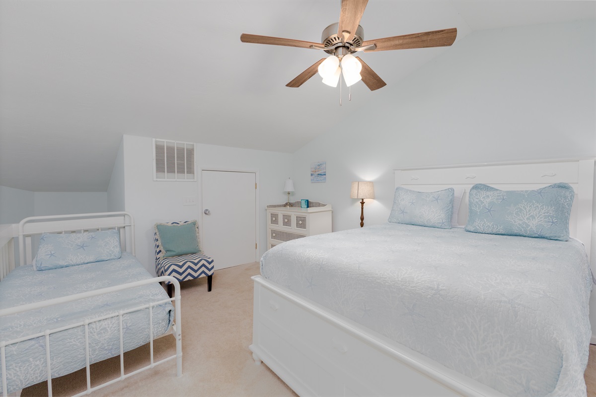 Queen-size bed in the Loft