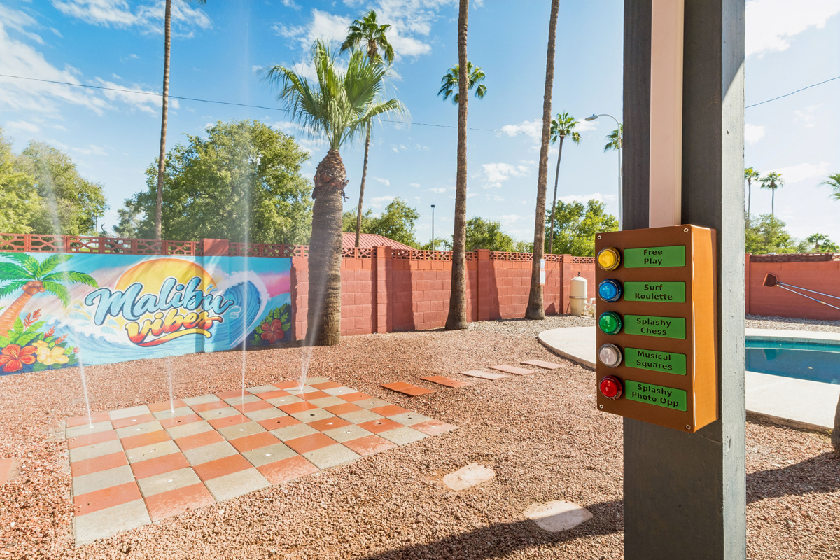 We designed and created this one-of-a-kind interactive splash pad with your kids in mind!  There are 5 games each guaranteeing fun.  Staying dry is NOT guaranteed!