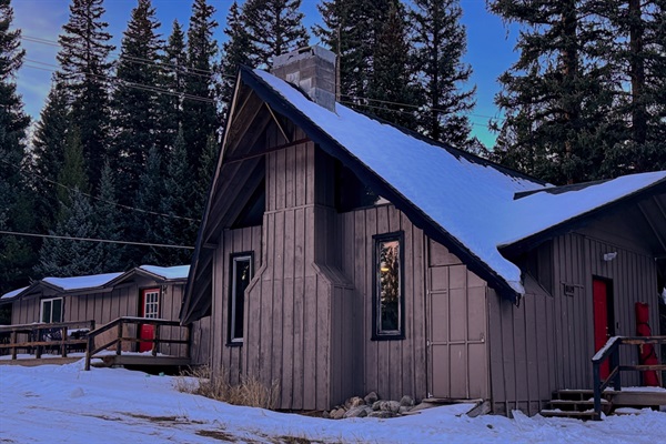 The Velvet Moose from the driveway. Your mountain getaway awaits!  Rock Springs creek runs on the back side of the house and you'll see moose walking through the yard all year round.