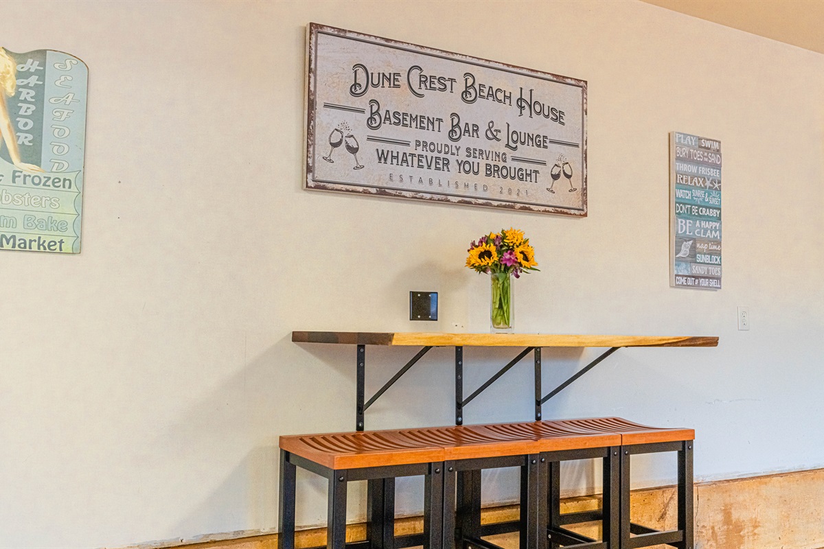 Dune Crest Beach House Basement Bar & Lounge... Proudly serving whatever you brought!!