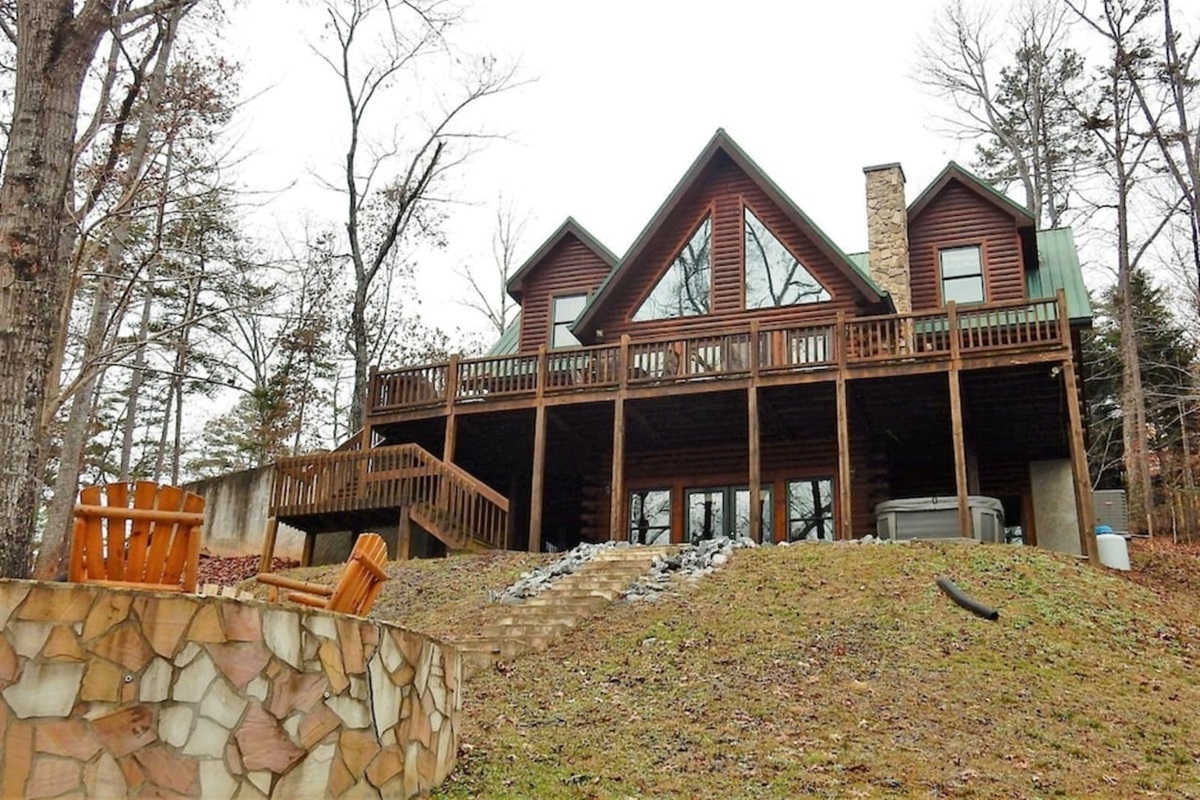 Looking up to the cabin