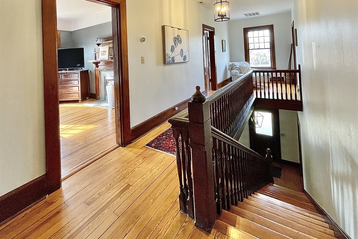 The landing at the top of the stairs