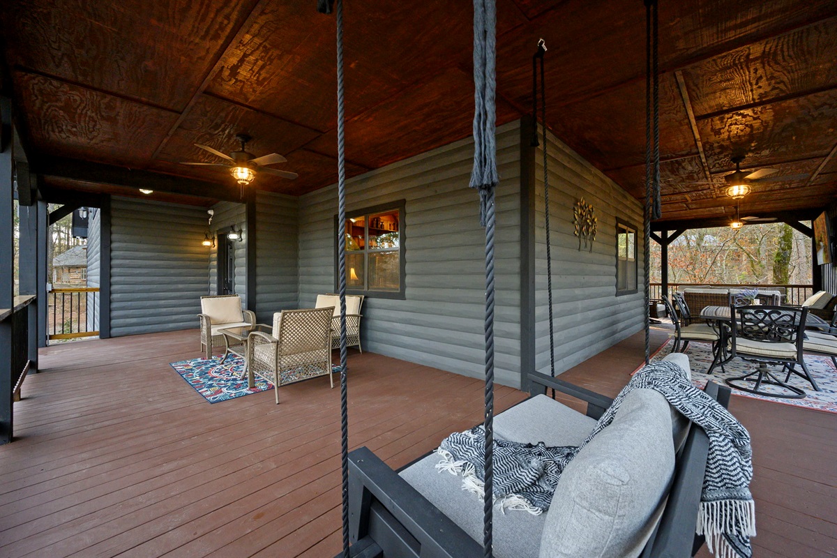 Wraparound covered porch&mdash;perfect for morning coffee or evening wine ☕