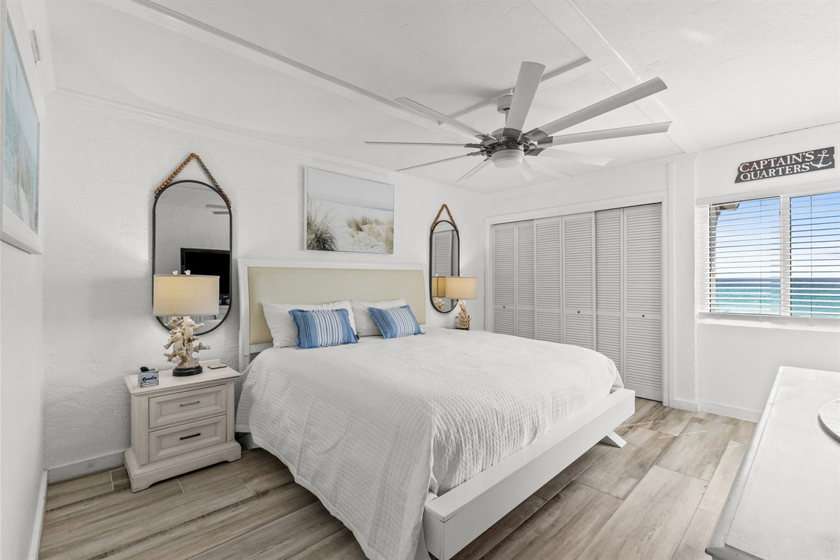 Bedroom 1 with King Bed and Balcony Access