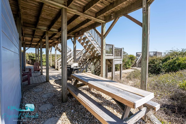Enjoy the sounds of the ocean while grilling out under the main-level deck