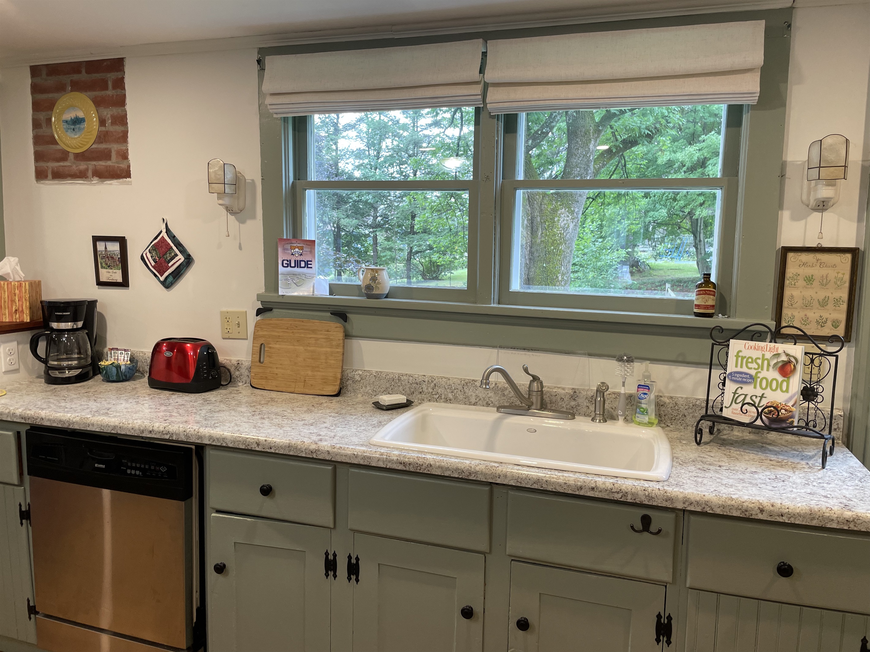 Kitchen overlooking large lawn