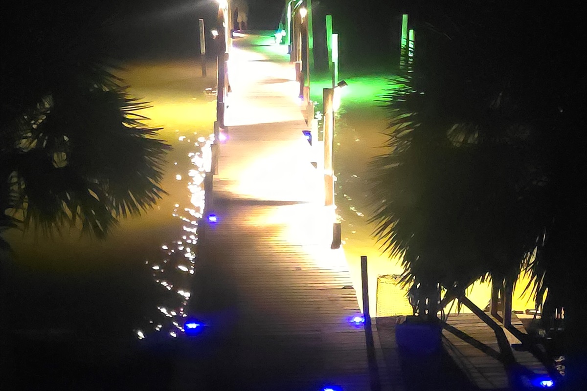 Fully lit pier for bight fishing.