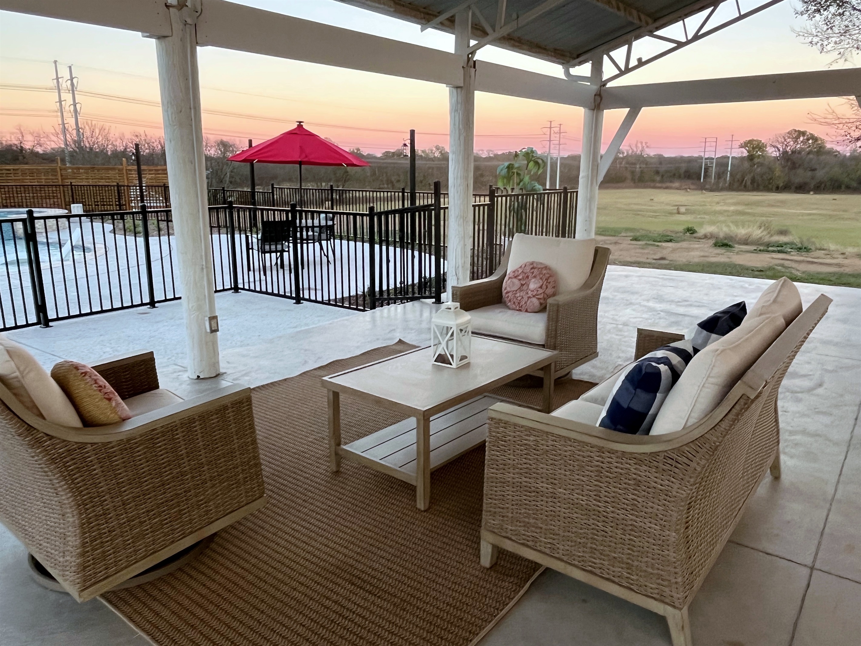 Pavilion comfy seating - with a country view!