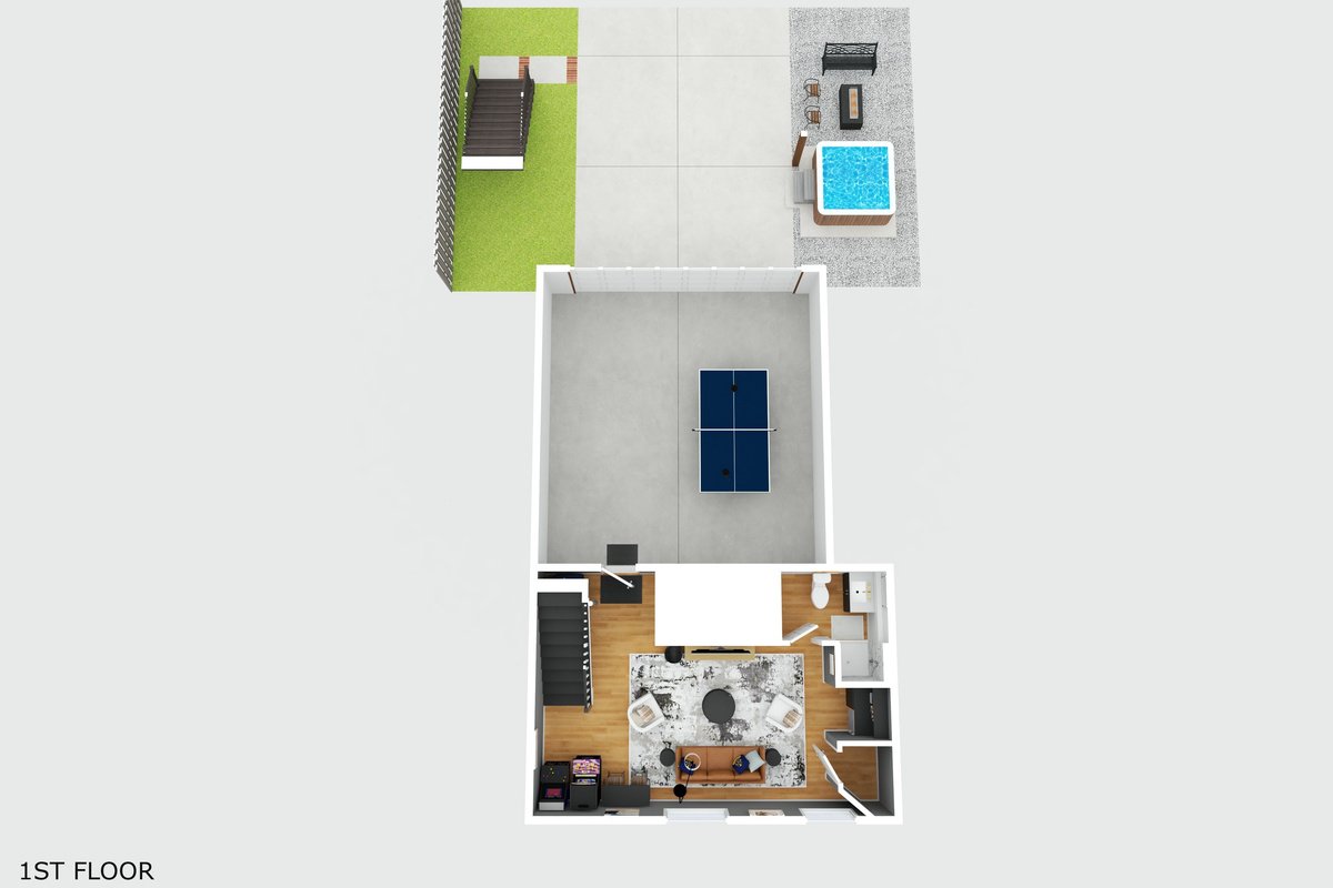Freshly remodeled lower level features gaming/TV lounge with queen sleeper sofa, snack bar, and full bath. Walk out to 2+ car garage with space for games and parking. Yard includes hot tub, fire pit and gas grill plus driveway for added secure parking.