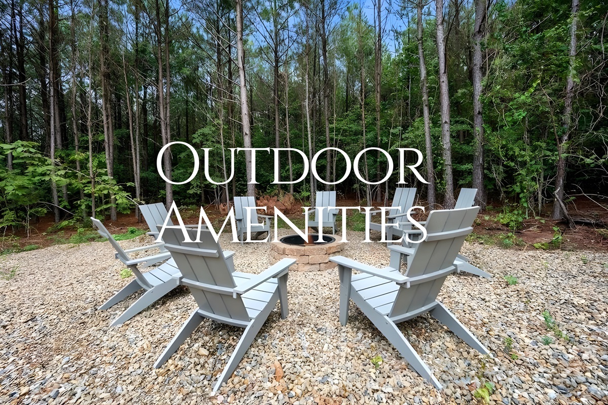 Outside, the fire pit area sets the scene for relaxed evenings under the stars.