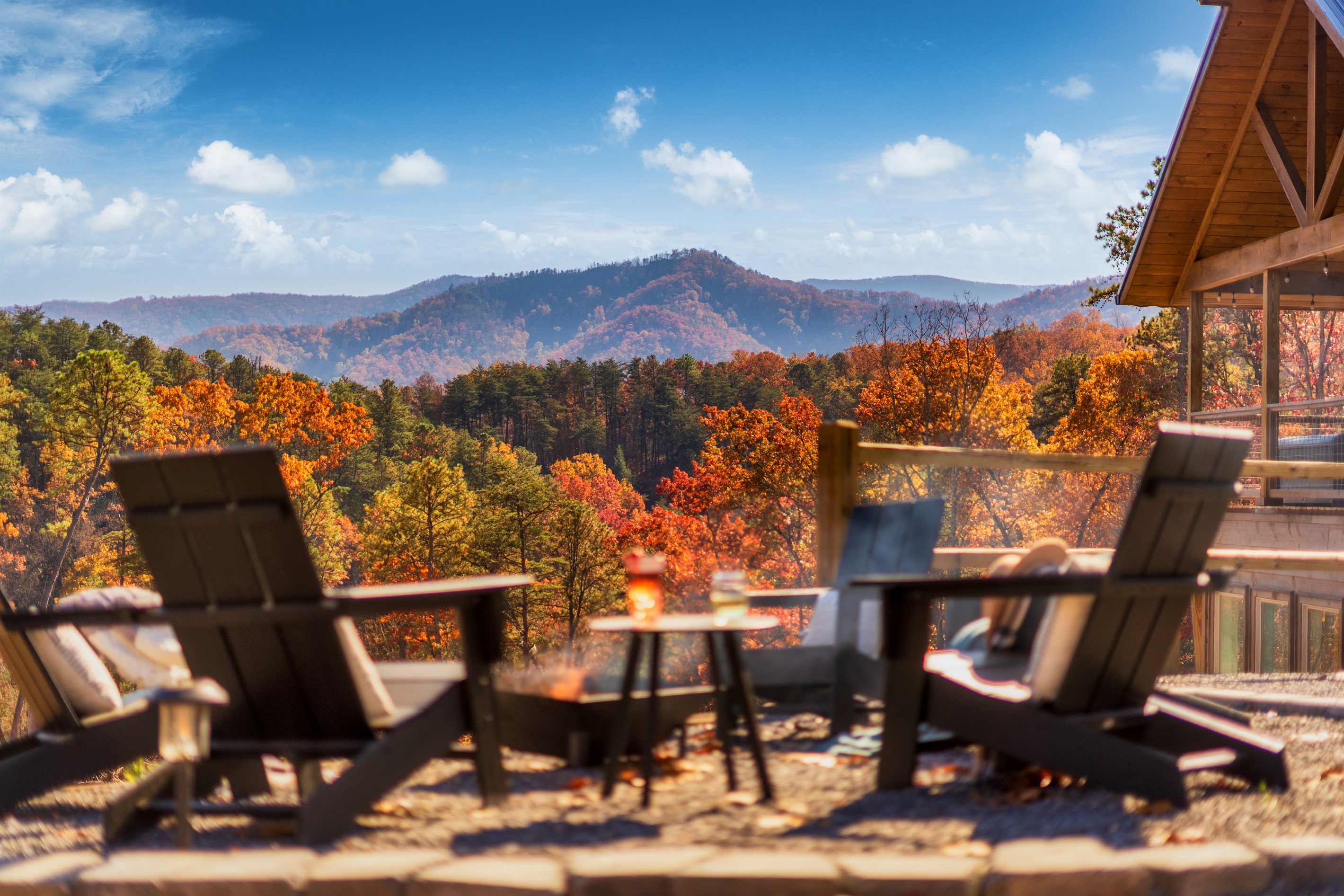 Relax at this firepit with gorgeous fall color views!