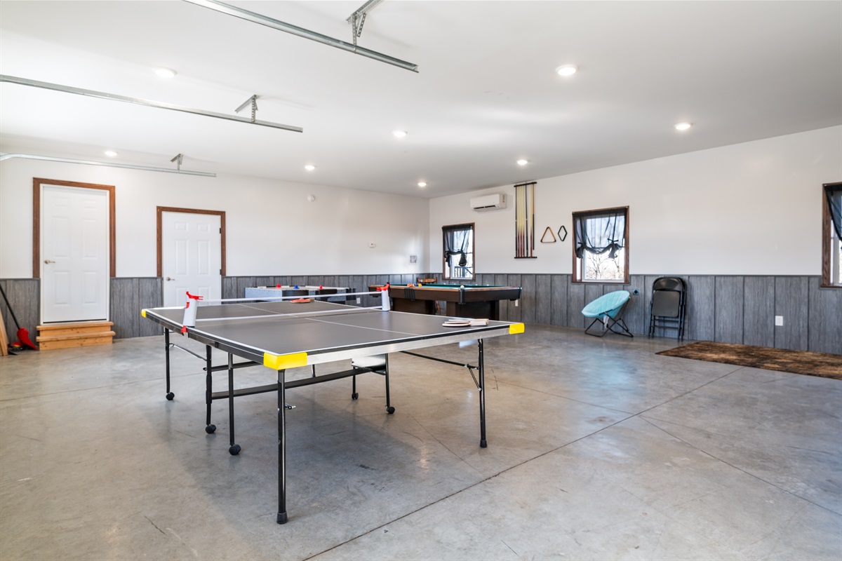 Enjoy hours of entertainment with ping pong, air hockey, and games galore in this ultimate indoor hangout!
