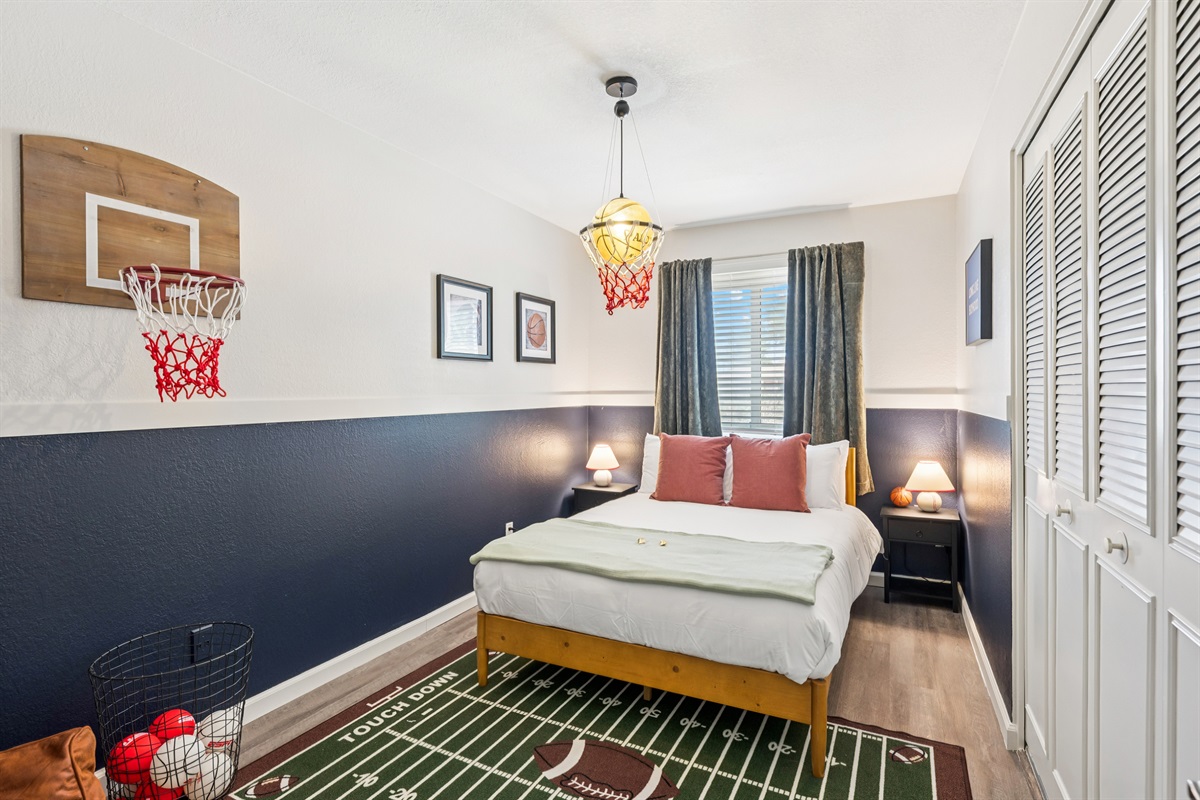 Bedroom 4 will be lots of fun for any kids who love sports!
