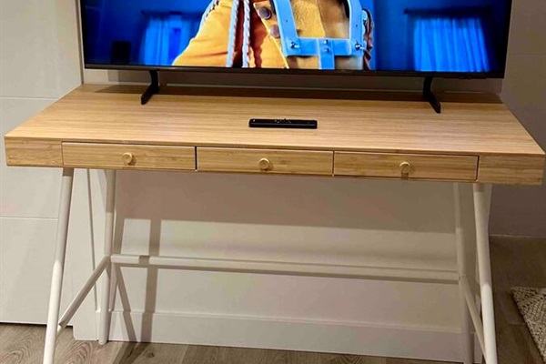 Samsung OLED Smart TV & Work Desk in Best Whistler Rental Bedroom 1 (Master) 