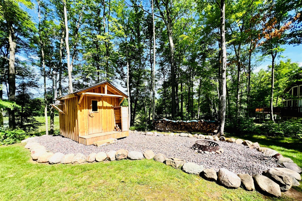 Sauna and fire pit area