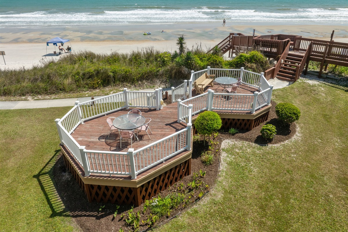 Shared beachfront seating area with stunning views