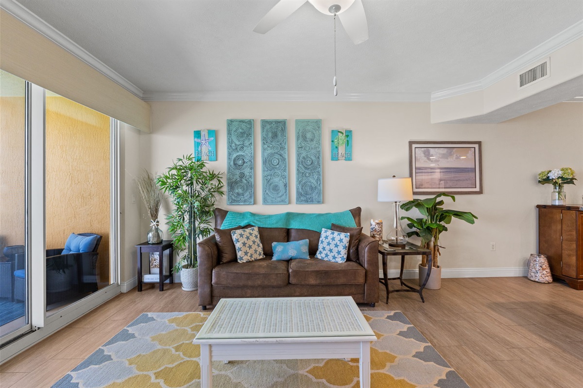 Living Room with Queen Sleeper Sofa and Amazing Beach Views