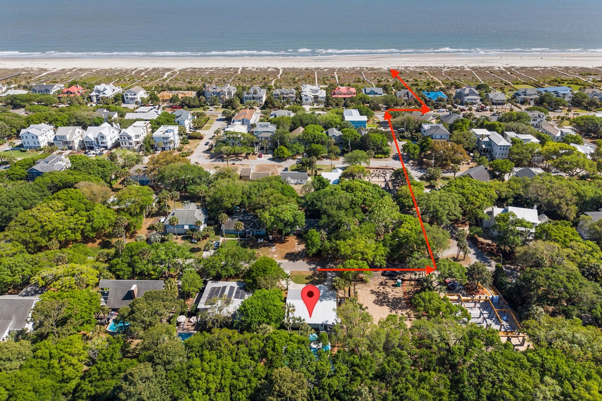 Aerial View And Short Walk To the Beach | IOP Escapes Beach Blessing | 3705 Hartnett Blvd, Isle of Palms SC