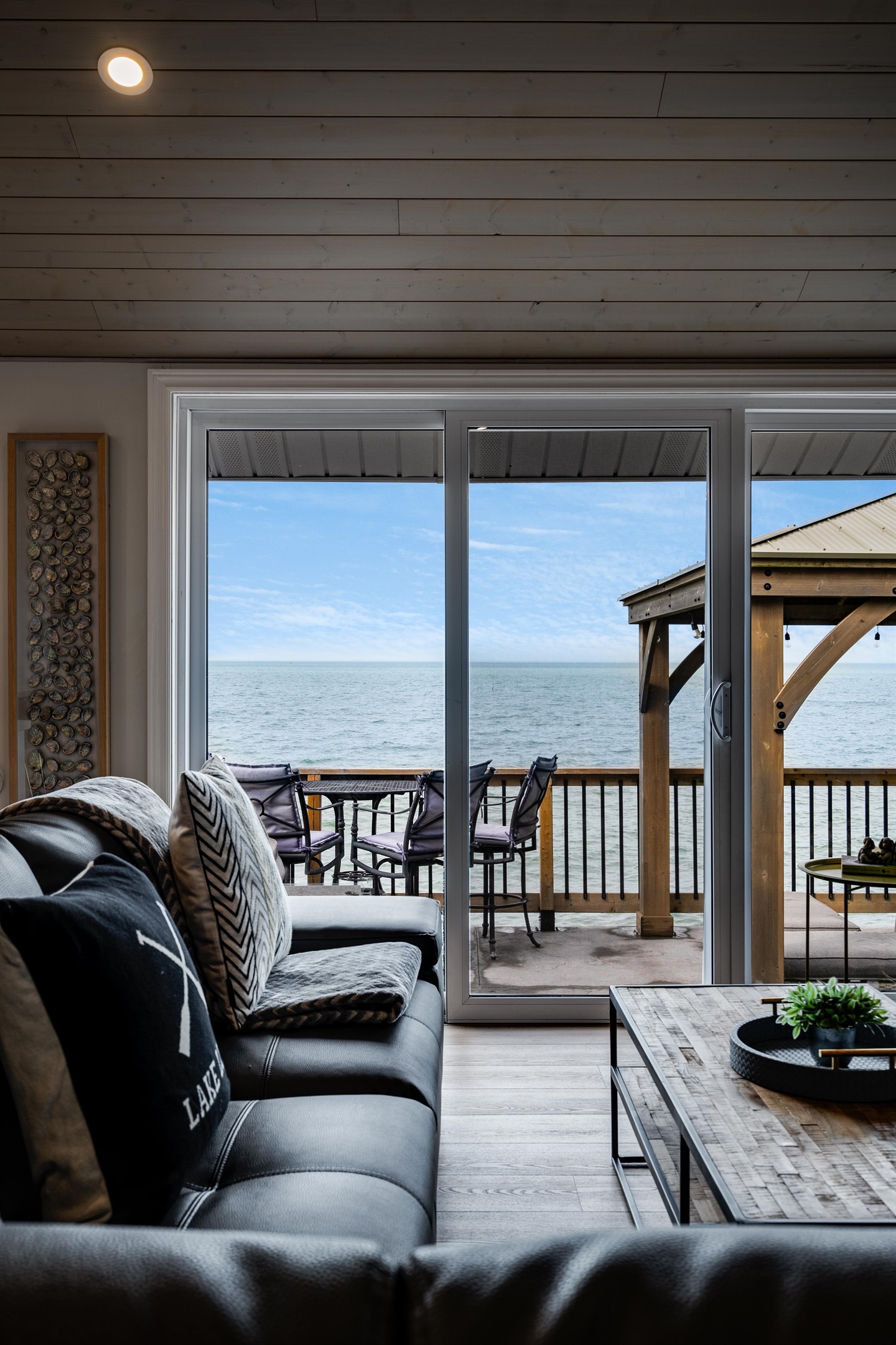 Living room with lake view