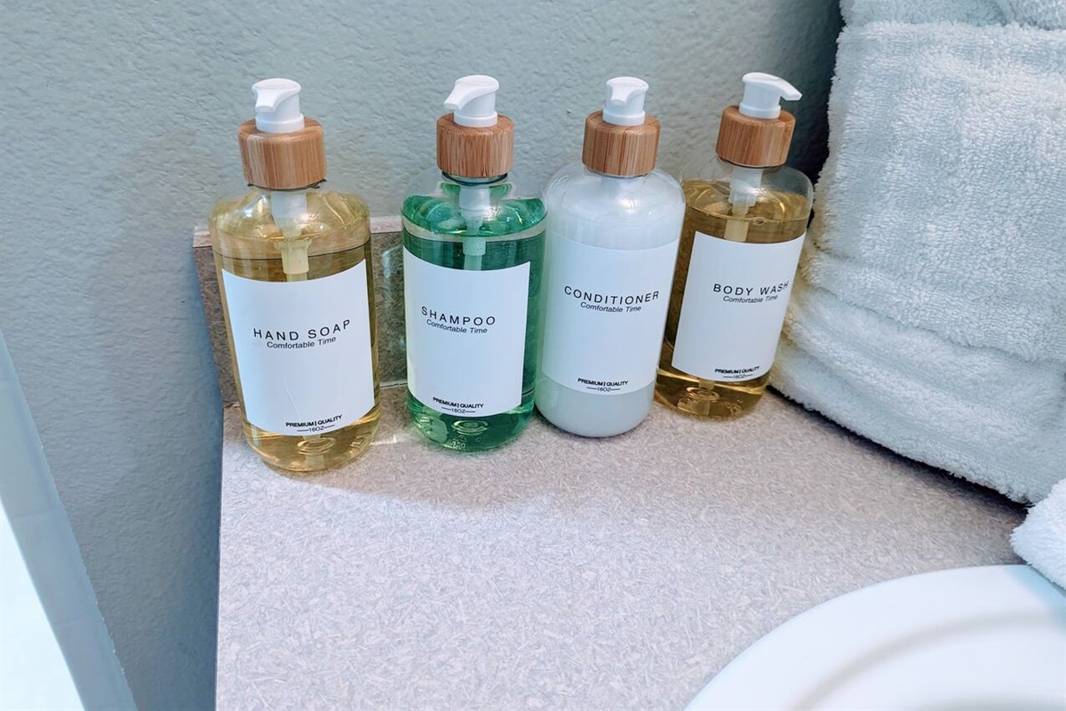 We provide hand soap, shampoo, conditioner and body wash for your entire stay.