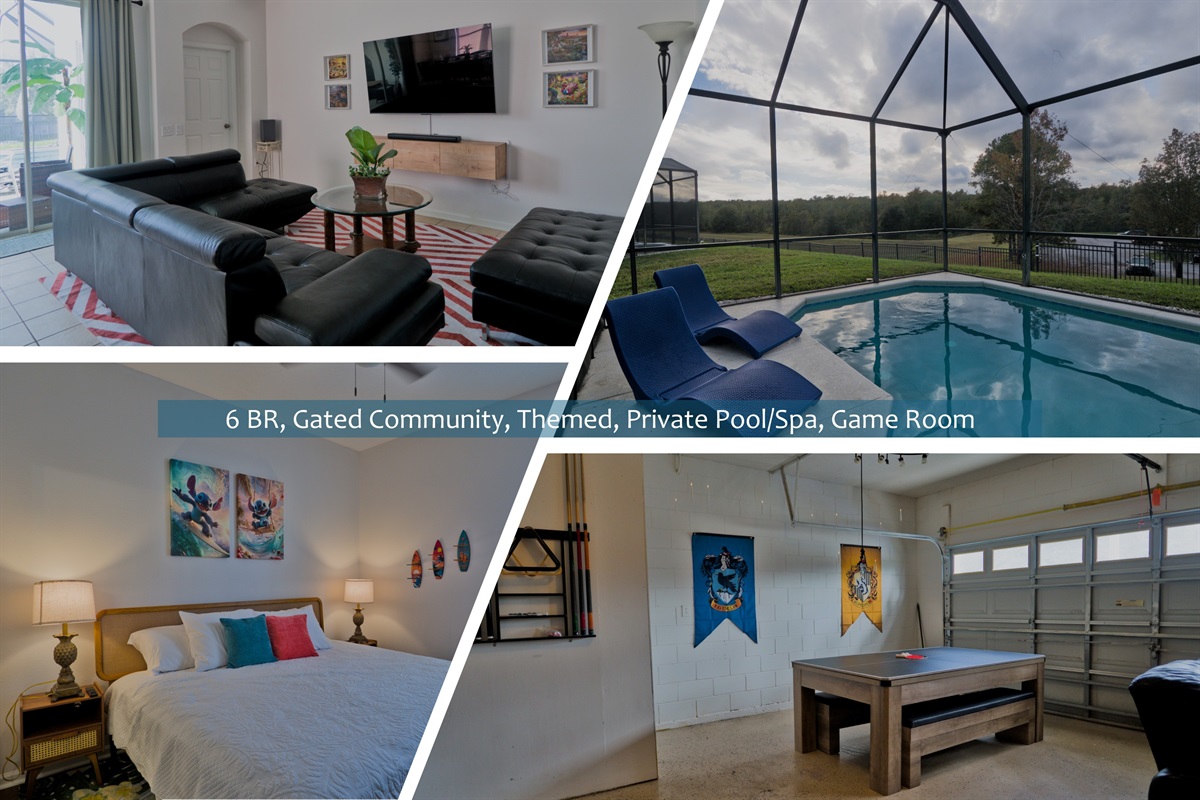 Park days + play nights 🎢✨

6 bedrooms of themed fun, epic game room battles, and sunset swims in your private pool & spa. All tucked inside a secure gated resort community just minutes from the parks. Your Park Hopper paradise awaits.

🏰🌴