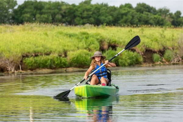 Kayaking in Devil's Lake offers a unique and serene experience combining the tranquility of freshwater & the salty breeze of the nearby ocean. Paddle through the calm waters to encounter seabirds soaring overhead & fish darting beneath your kayak. 