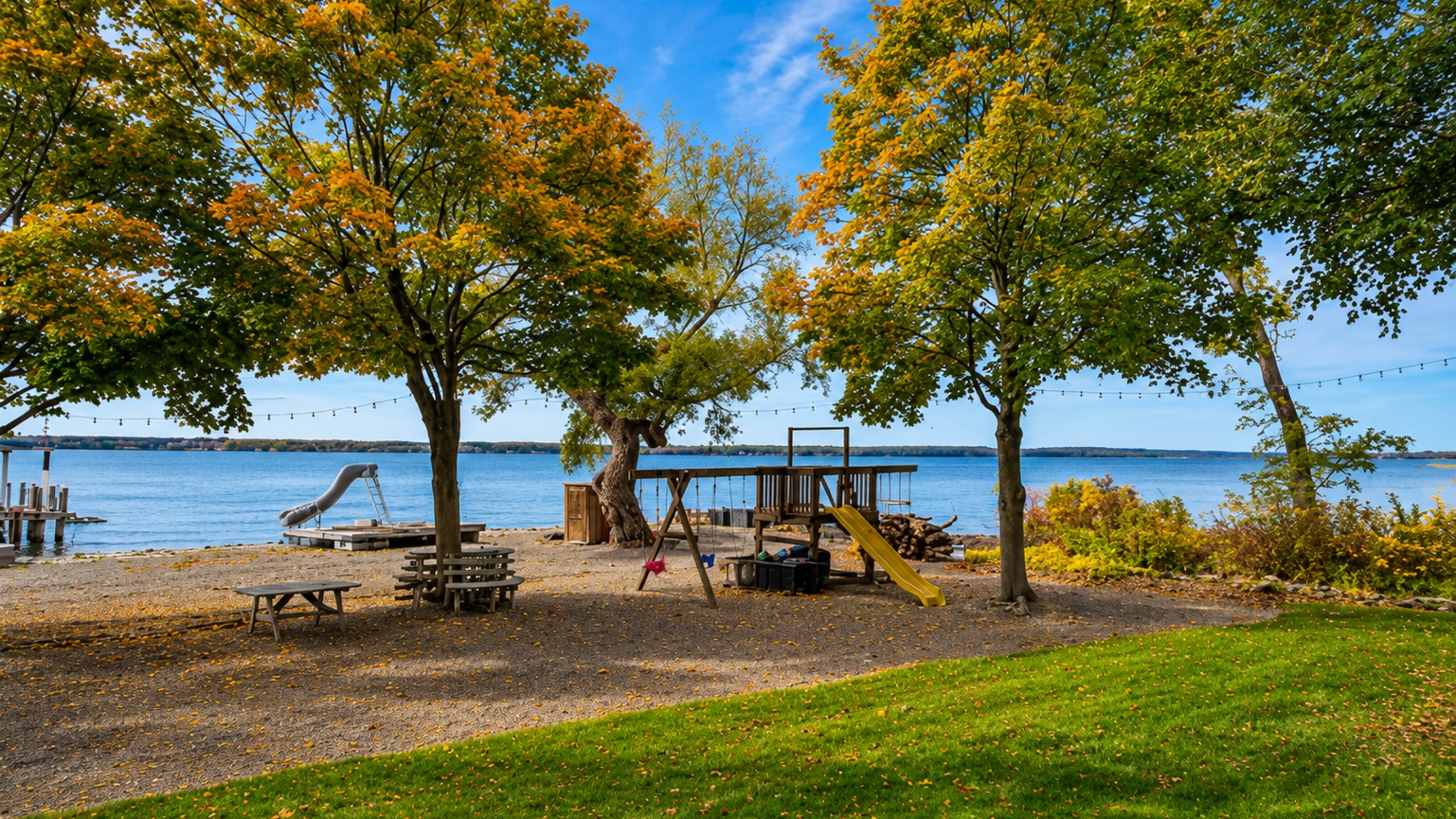 Relax lakeside under the shade with unbeatable views.