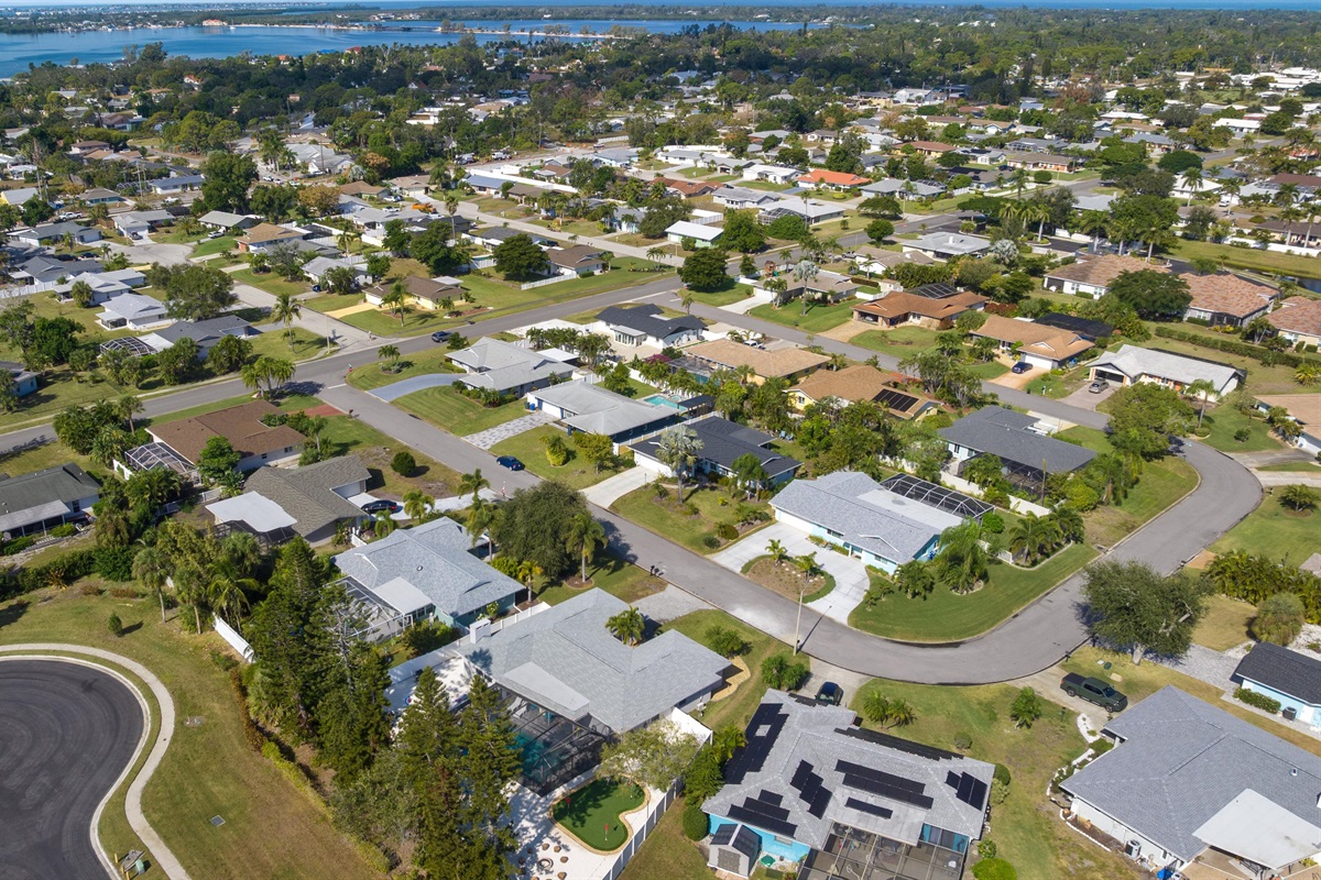 Sweeping drone shot of your future sanctuary.