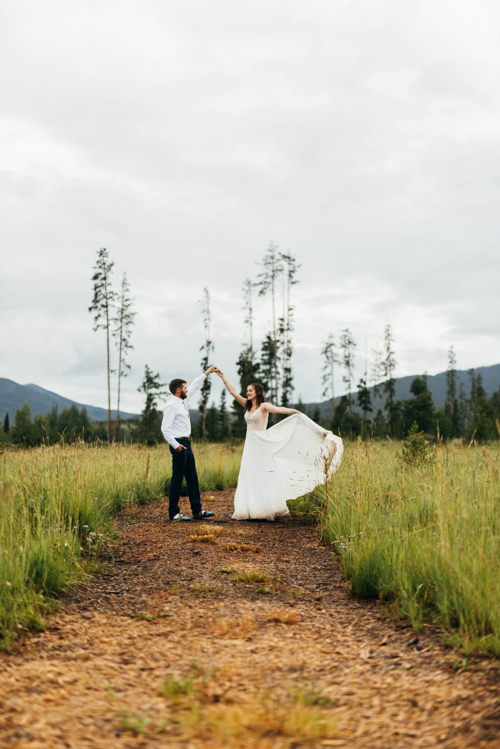 Couple celebrating in the meadow