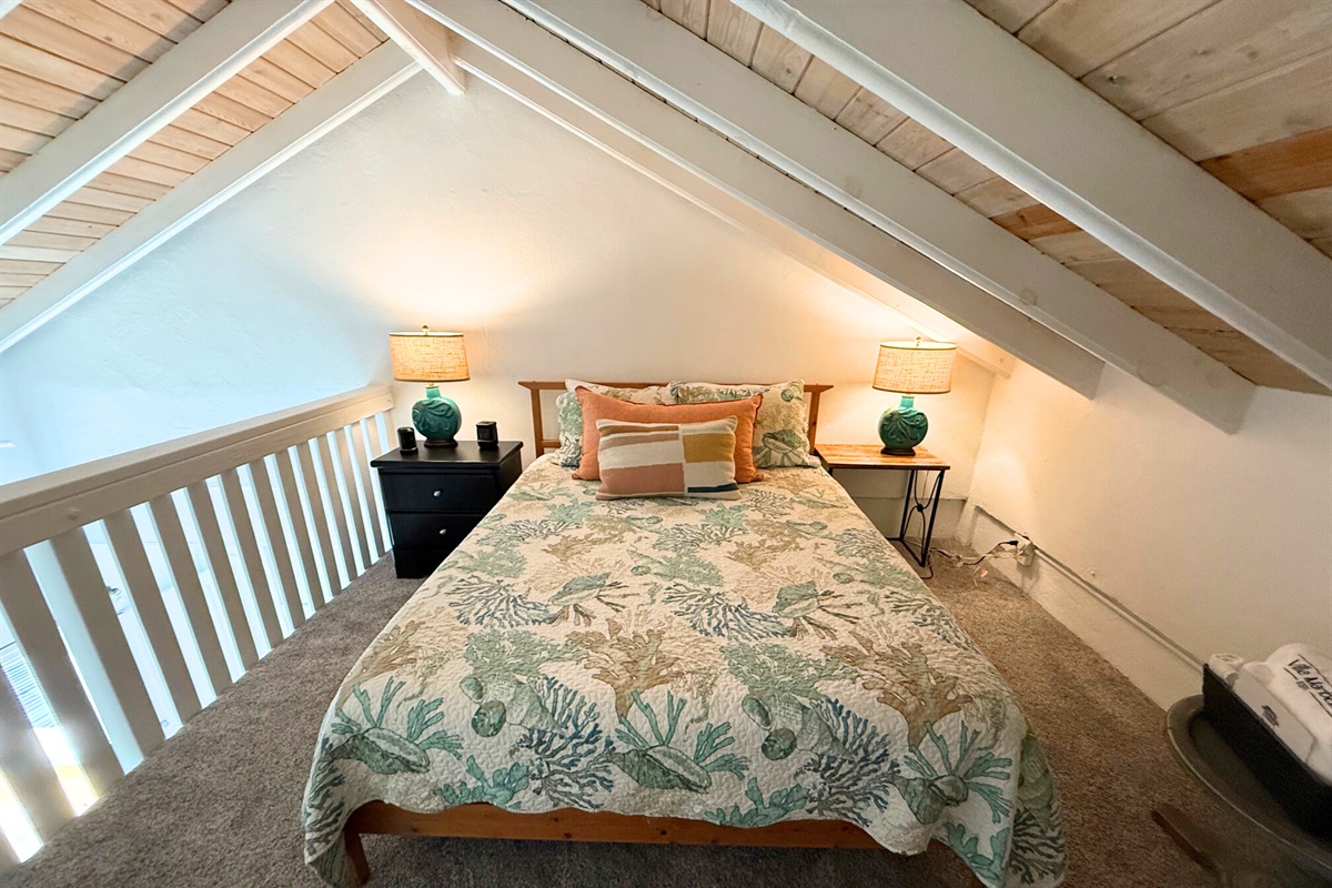 Comfortable queen mattress to get a great night's sleep in this guest room