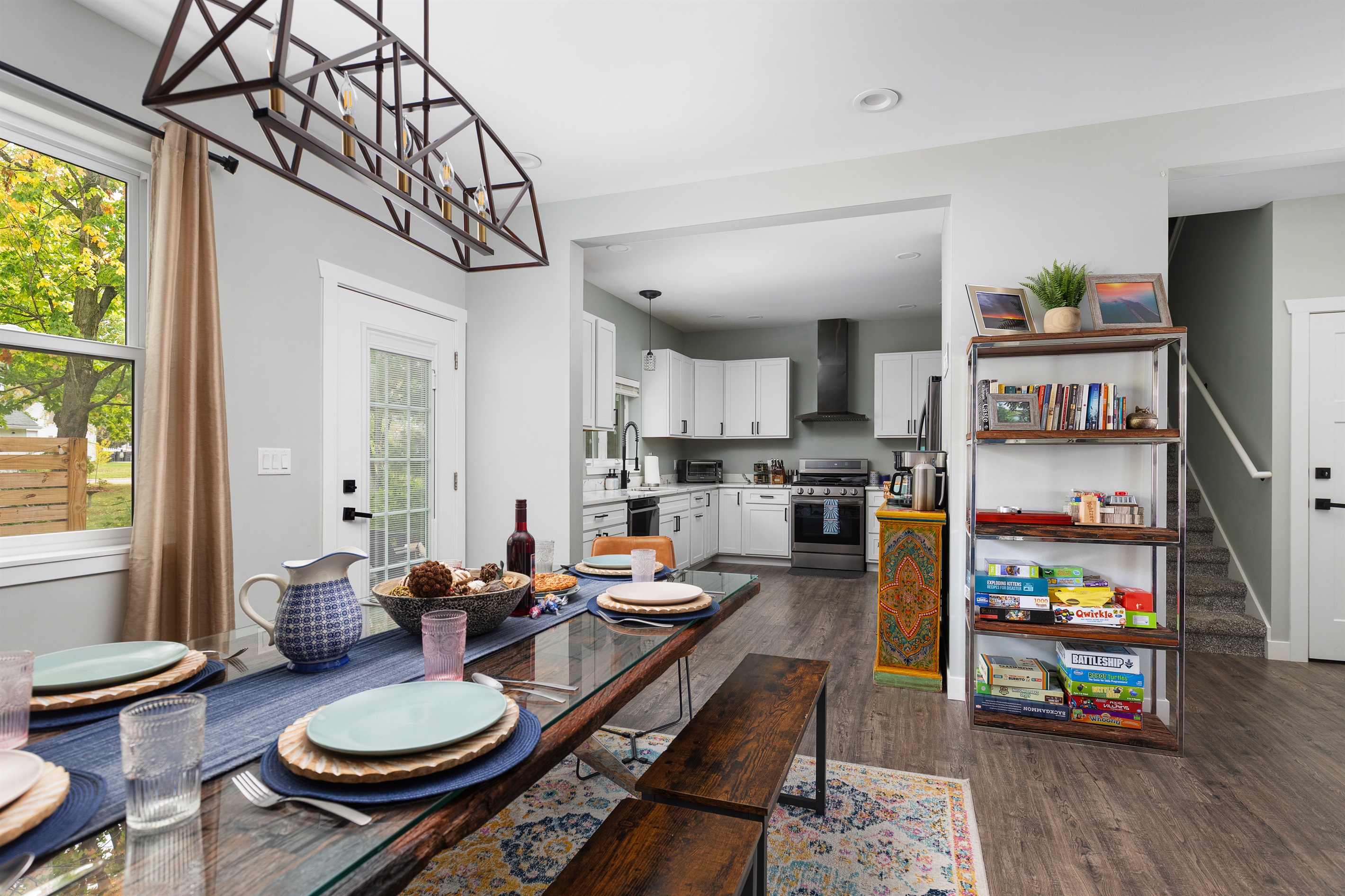 Open kitchen and dining space