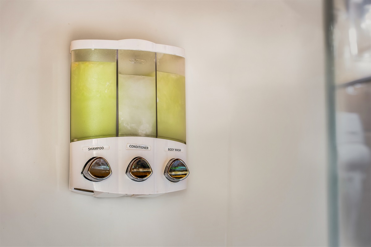 We supply shampoo, conditioner, and shower gel in each bathroom