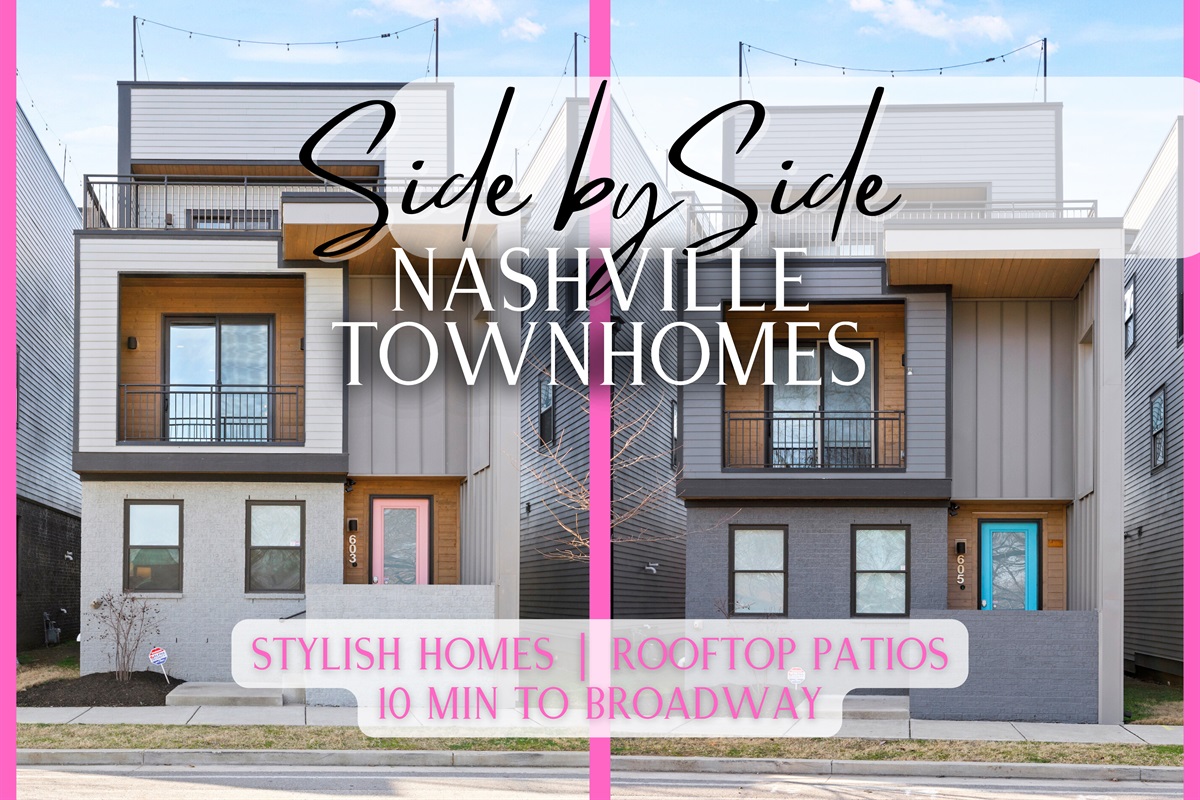 Welcome to Casa Rosalie x Casa Tifani - Two Beautiful Nashville Townhomes Each Themed Their Own Color, Pink and Blue.