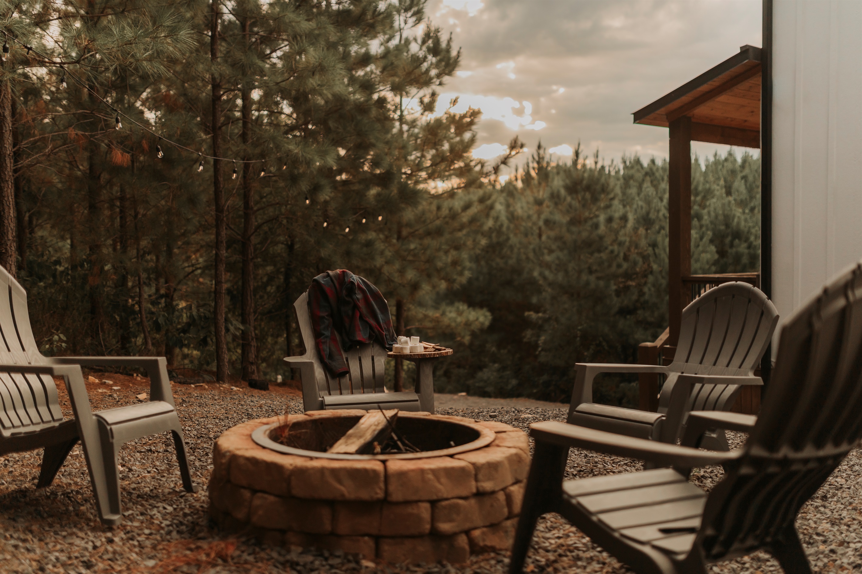 Cozy up around the firepit with nothing but trees, stars, and each other.
