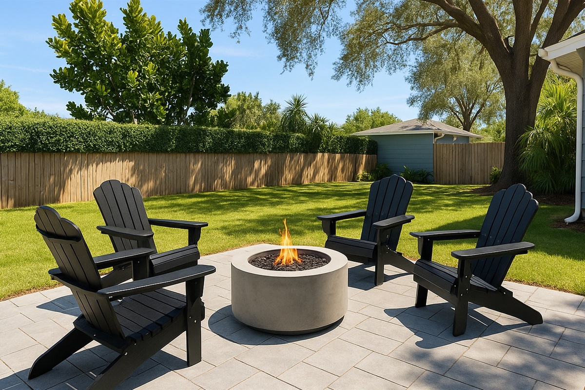 fully fenced backyard