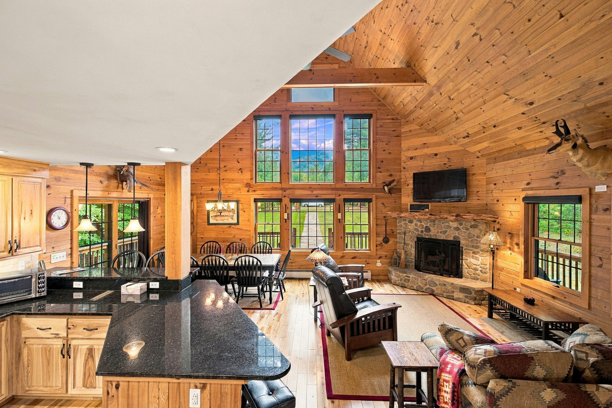 A spacious kitchen island provides plenty of room for preparing meals and gathering with family.