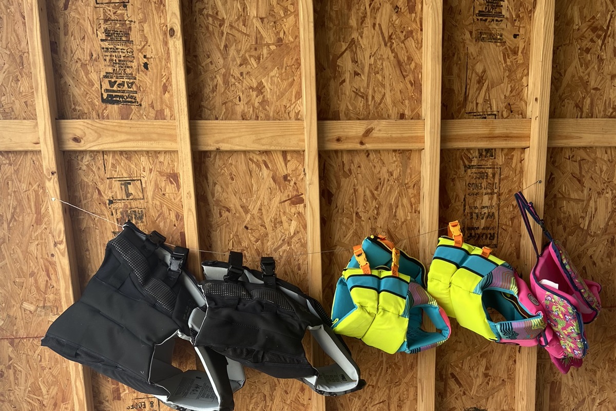 We provide a small selection of life jackets.