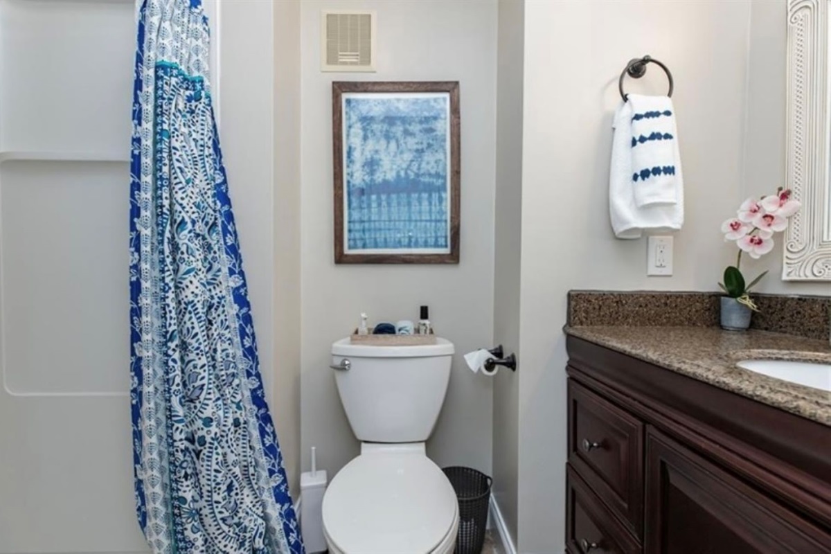 Full sized bathroom off the hallway