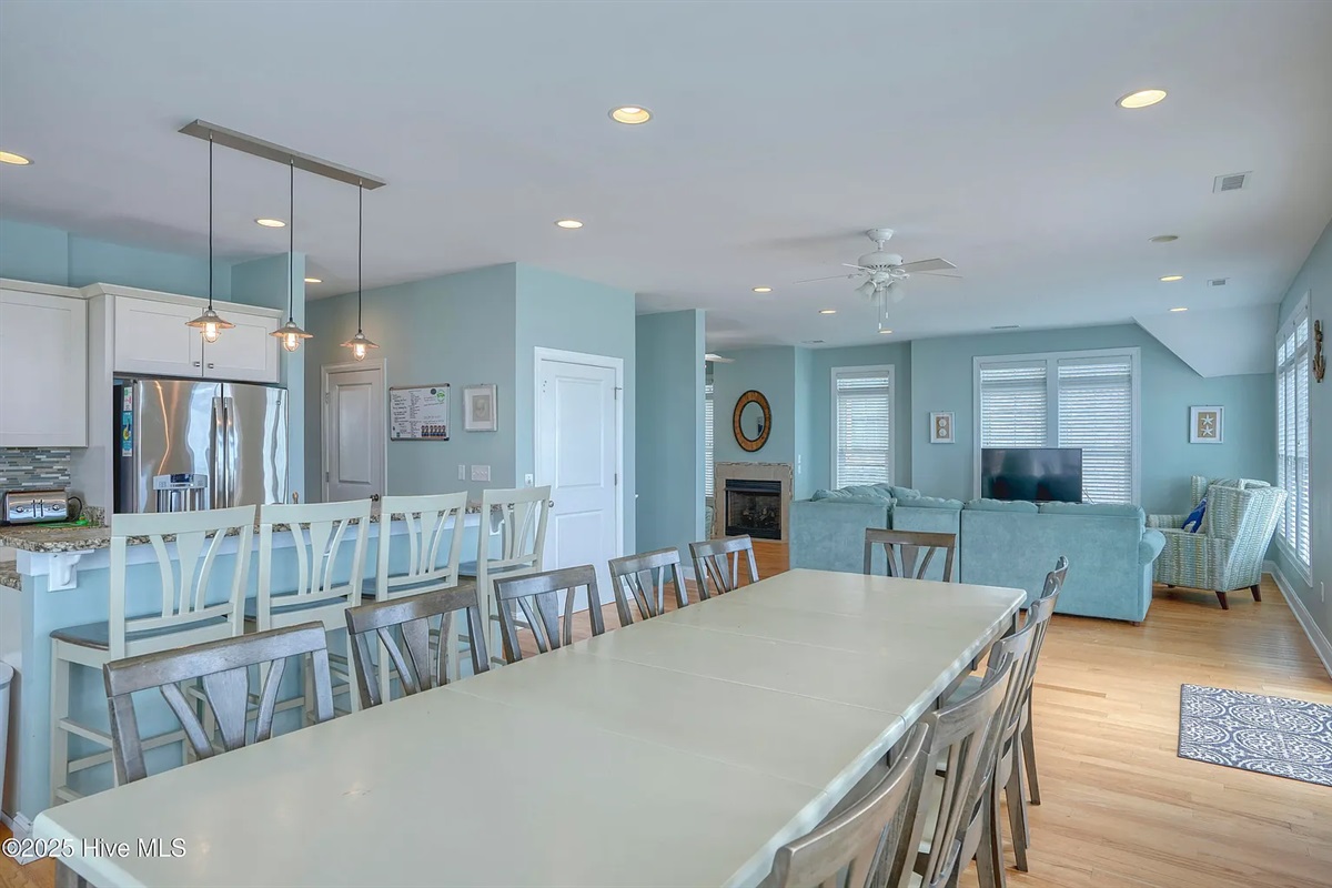 Seamless flow between the kitchen, dining, and living areas