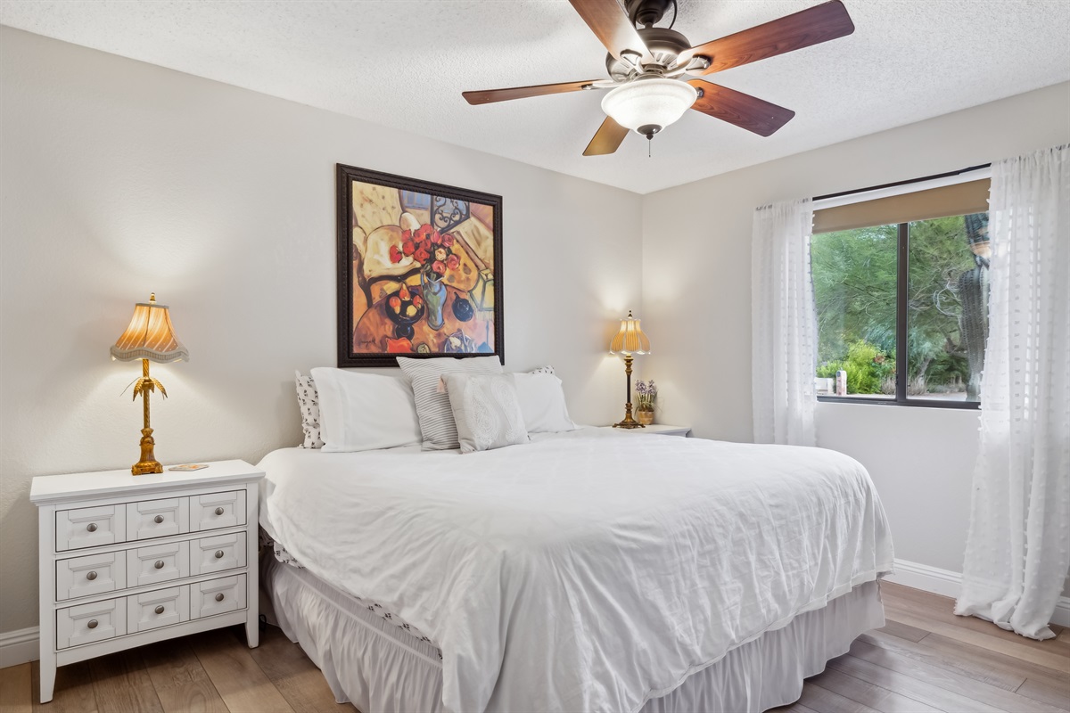 Large Secondary Bedroom with King Bed Privately tucked at the end of the hall