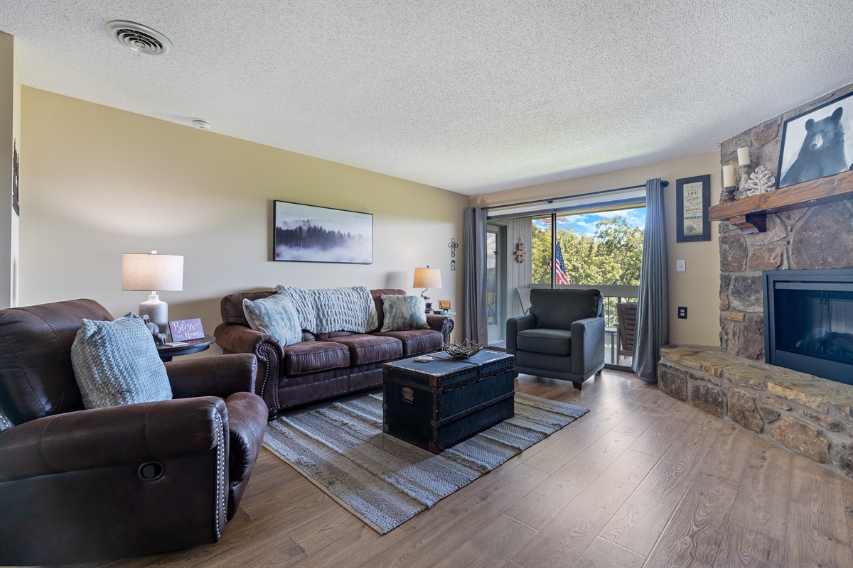 Electric fireplace usable all year!